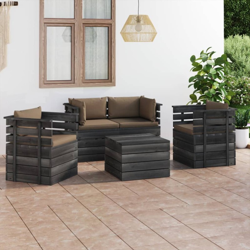 vidaXL 5-tlg. Garten-Sofagarnitur aus Paletten mit Kissen Kiefernholz vidaXL 5-tlg. Garten-Sofagarnitur aus Paletten mit Kissen Kiefernholz