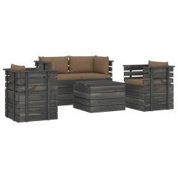 vidaXL 5-tlg. Garten-Sofagarnitur aus Paletten mit Kissen Kiefernholz