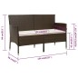 vidaXL Gartensofa 3-Sitzer mit Kissen Braun Poly Rattan vidaXL Gartensofa 3-Sitzer mit Kissen Braun Poly Rattan