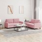 vidaXL 2-tlg. Sofagarnitur mit Kissen Rosa Samt vidaXL 2-tlg. Sofagarnitur mit Kissen Rosa Samt