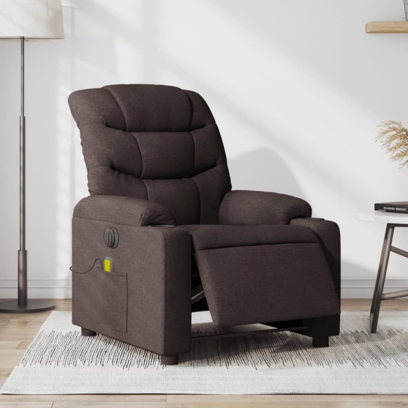 vidaXL Massagesessel Elektrisch Dunkelbraun Stoff vidaXL Massagesessel Elektrisch Dunkelbraun Stoff