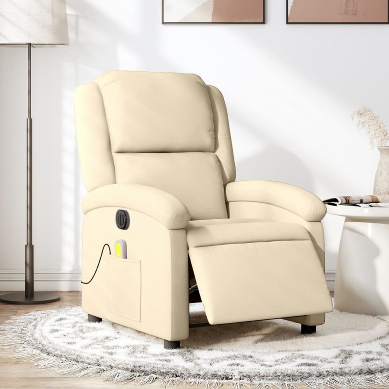 vidaXL Massagesessel Elektrisch Creme Stoff vidaXL Massagesessel Elektrisch Creme Stoff