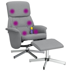vidaXL Massagesessel mit Fußhocker Hellgrau Stoff