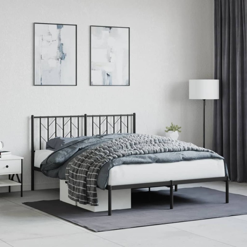 vidaXL Bettgestell mit Kopfteil Metall Schwarz 140x190 cm vidaXL Bettgestell mit Kopfteil Metall Schwarz 140x190 cm