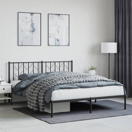 vidaXL Bettgestell mit Kopfteil Metall Schwarz 160x200 cm