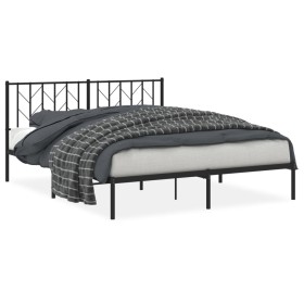 vidaXL Bettgestell mit Kopfteil Metall Schwarz 160x200 cm