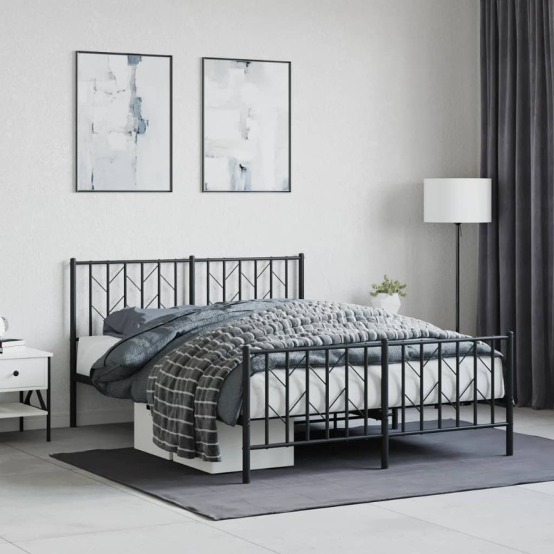 vidaXL Bettgestell mit Kopf- und Fußteil Metall Schwarz 140x200 cm vidaXL Bettgestell mit Kopf- und Fußteil Metall Schwarz 140x200 cm