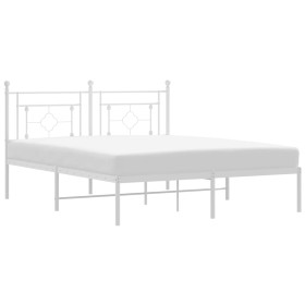 vidaXL Bettgestell mit Kopfteil Metall Weiß 150x200 cm