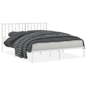 vidaXL Bettgestell mit Kopfteil Metall Weiß 160x200 cm