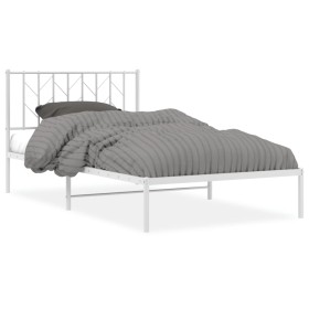 vidaXL Bettgestell mit Kopfteil Metall Weiß 107x203 cm