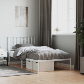 vidaXL Bettgestell mit Kopfteil Metall Weiß 100x190 cm