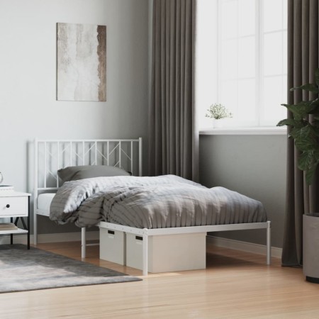 vidaXL Bettgestell mit Kopfteil Metall Weiß 100x190 cm