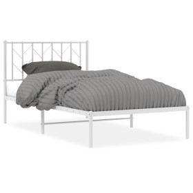 vidaXL Bettgestell mit Kopfteil Metall Weiß 100x190 cm
