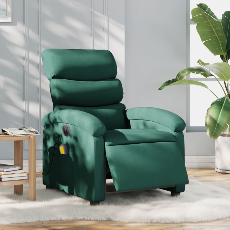 vidaXL Massagesessel Elektrisch Dunkelgrün Stoff vidaXL Massagesessel Elektrisch Dunkelgrün Stoff