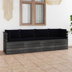 vidaXL Garten-Palettensofa 4-Sitzer mit Kissen Kiefer Massivholz
