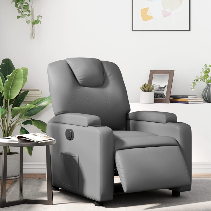 vidaXL Relaxsessel Elektrisch Grau Kunstleder vidaXL Relaxsessel Elektrisch Grau Kunstleder