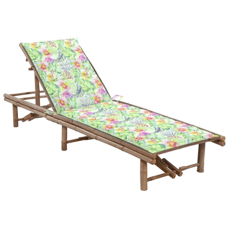 Garten-Sonnenliege mit Auflage Bambus Garten-Sonnenliege mit Auflage Bambus