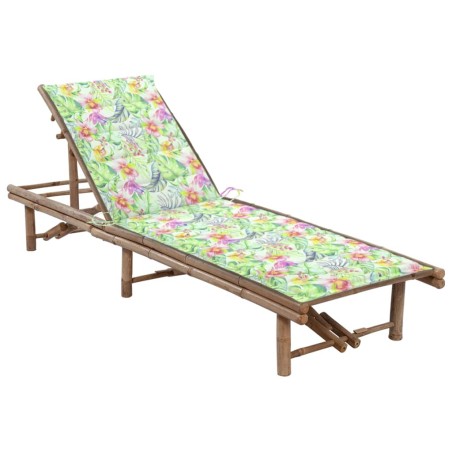 Garten-Sonnenliege mit Auflage Bambus