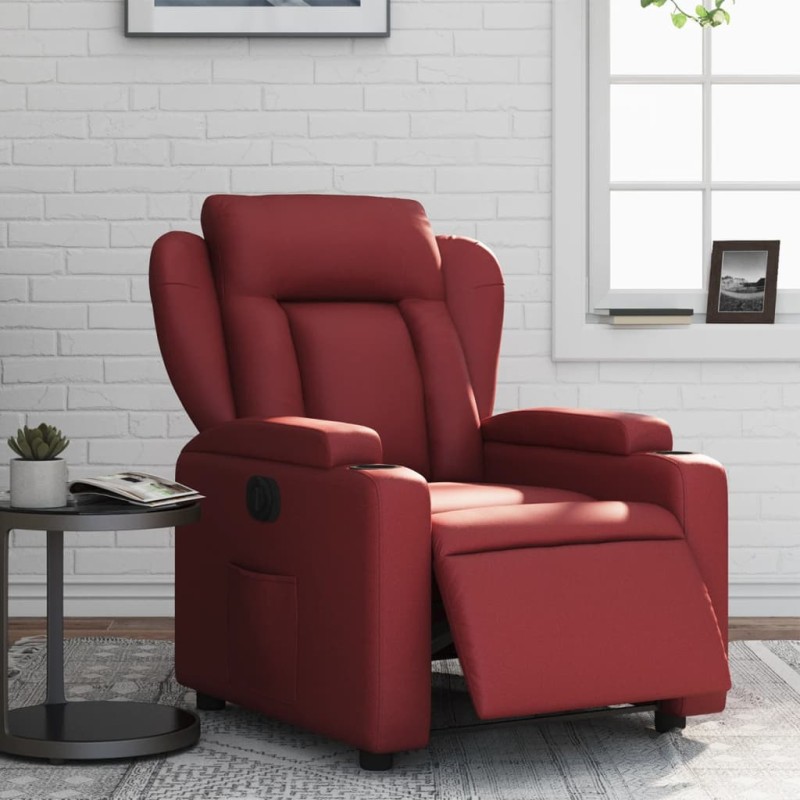 vidaXL Relaxsessel Elektrisch Weinrot Kunstleder vidaXL Relaxsessel Elektrisch Weinrot Kunstleder