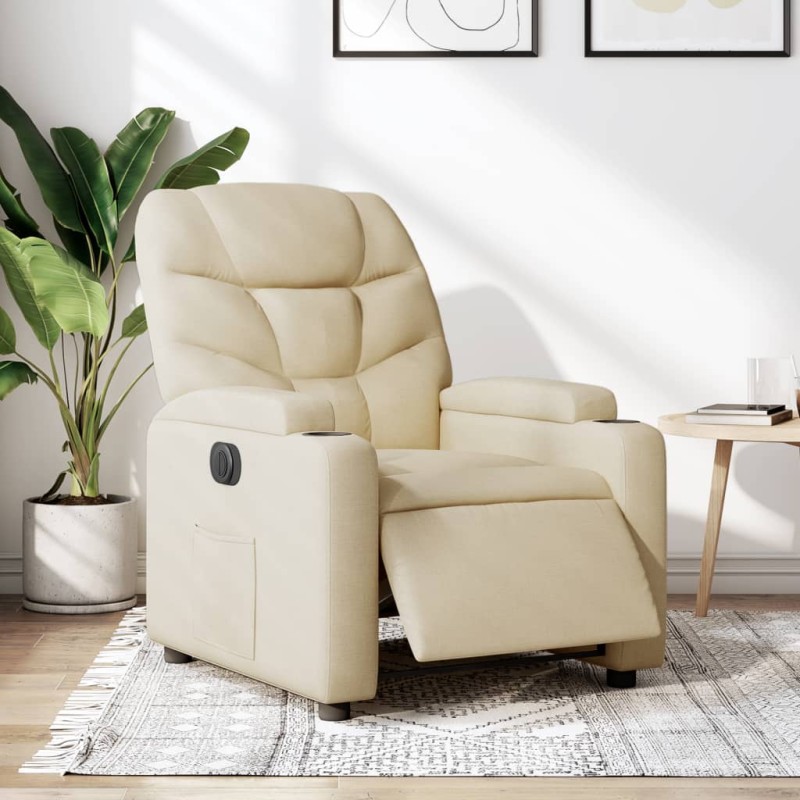 vidaXL Relaxsessel Elektrisch Creme Stoff vidaXL Relaxsessel Elektrisch Creme Stoff