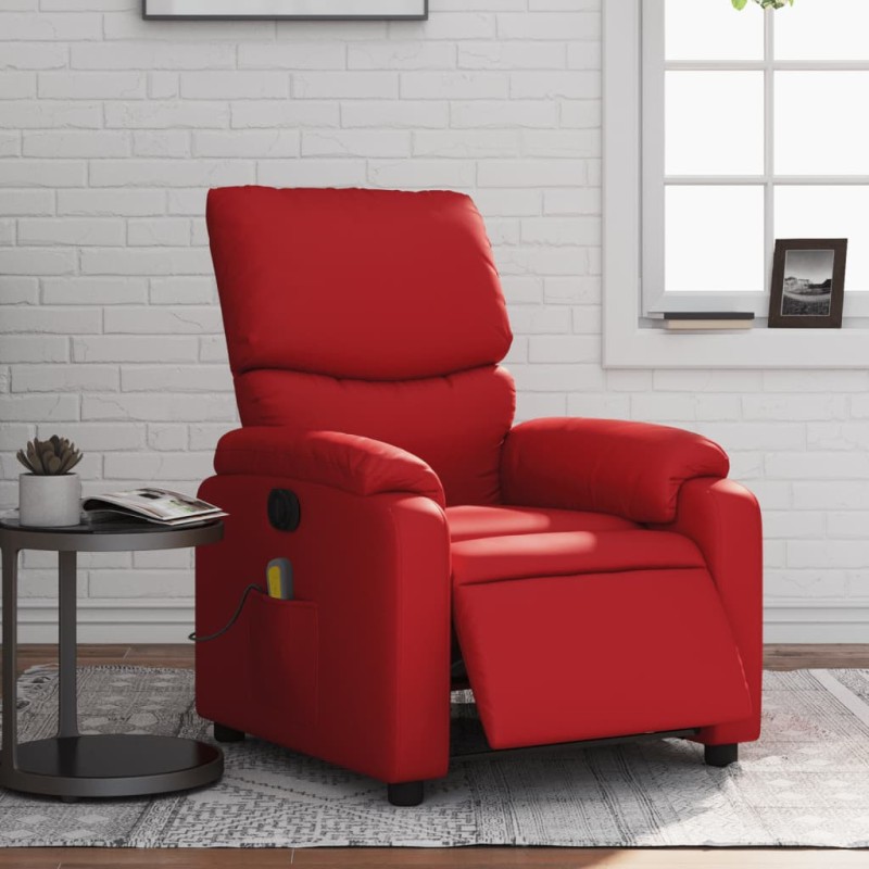 vidaXL Massagesessel Elektrisch Rot Kunstleder vidaXL Massagesessel Elektrisch Rot Kunstleder