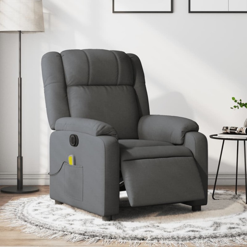 vidaXL Massagesessel Elektrisch Dunkelgrau Stoff vidaXL Massagesessel Elektrisch Dunkelgrau Stoff