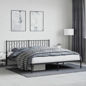 vidaXL Bettgestell mit Kopfteil Metall Schwarz 180x200 cm