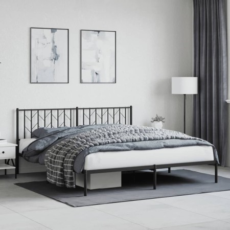 vidaXL Bettgestell mit Kopfteil Metall Schwarz 180x200 cm