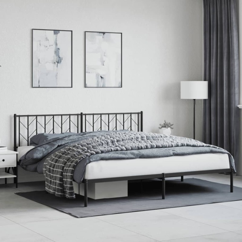 vidaXL Bettgestell mit Kopfteil Metall Schwarz 193x203 cm vidaXL Bettgestell mit Kopfteil Metall Schwarz 193x203 cm