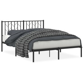 vidaXL Bettgestell mit Kopfteil Metall Schwarz 135x190 cm