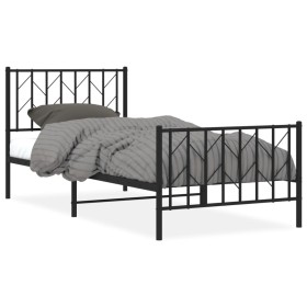vidaXL Bettgestell mit Kopf- und Fußteil Metall Schwarz 90x200 cm