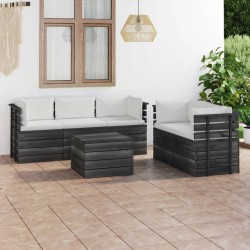 vidaXL 6-tlg. Garten-Sofagarnitur aus Paletten mit Kissen Kiefernholz