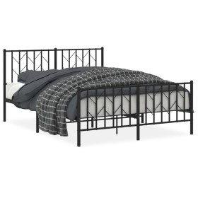 vidaXL Bettgestell mit Kopf- und Fußteil Metall Schwarz 140x190 cm