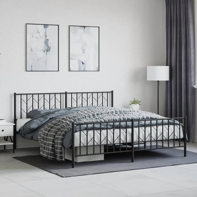 vidaXL Bettgestell mit Kopf- und Fußteil Metall Schwarz 183x213 cm vidaXL Bettgestell mit Kopf- und Fußteil Metall Schwarz 183x213 cm