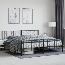 vidaXL Bettgestell mit Kopf- und Fußteil Metall Schwarz 200x200 cm