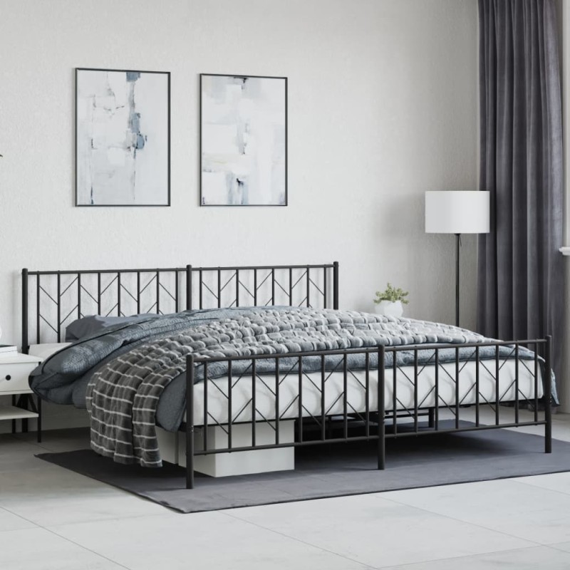 vidaXL Bettgestell mit Kopf- und Fußteil Metall Schwarz 200x200 cm vidaXL Bettgestell mit Kopf- und Fußteil Metall Schwarz 200x200 cm