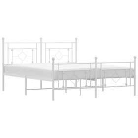 vidaXL Bettgestell mit Kopf- und Fußteil Metall Weiß 150x200 cm