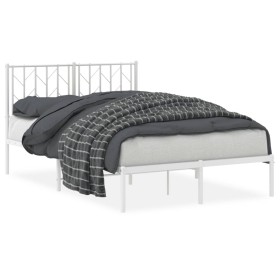 vidaXL Bettgestell mit Kopfteil Metall Weiß 120x190 cm