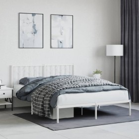vidaXL Bettgestell mit Kopfteil Metall Weiß 150x200 cm