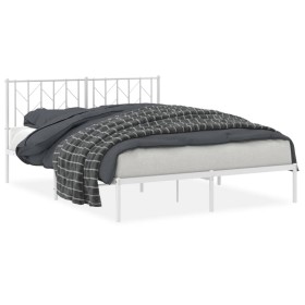 vidaXL Bettgestell mit Kopfteil Metall Weiß 150x200 cm