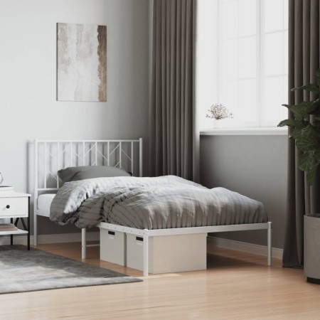 vidaXL Bettgestell mit Kopfteil Metall Weiß 100x200 cm