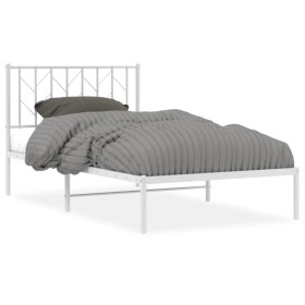 vidaXL Bettgestell mit Kopfteil Metall Weiß 100x200 cm
