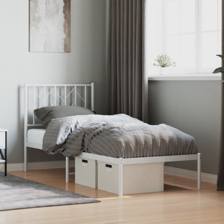 vidaXL Bettgestell mit Kopfteil Metall Weiß 75x190 cm