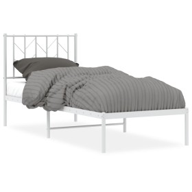 vidaXL Bettgestell mit Kopfteil Metall Weiß 75x190 cm