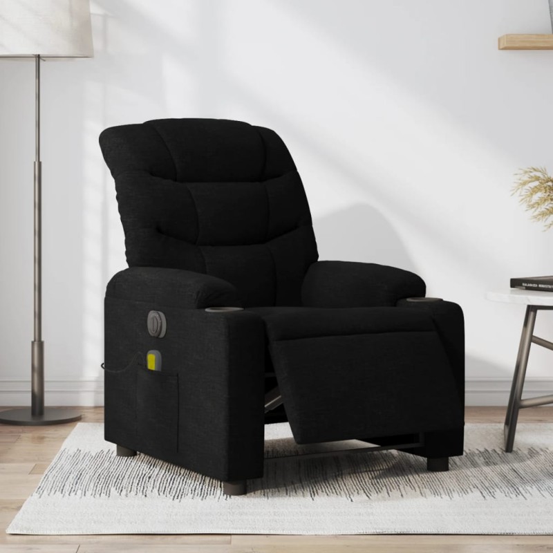 vidaXL Massagesessel Elektrisch Schwarz Stoff vidaXL Massagesessel Elektrisch Schwarz Stoff