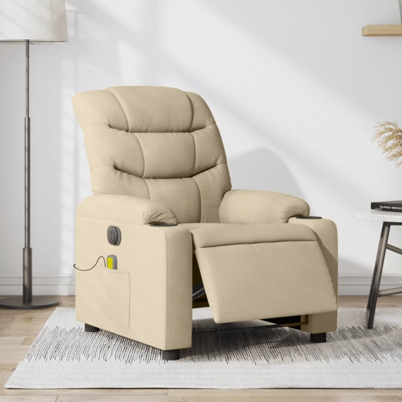 vidaXL Massagesessel Elektrisch Creme Stoff vidaXL Massagesessel Elektrisch Creme Stoff