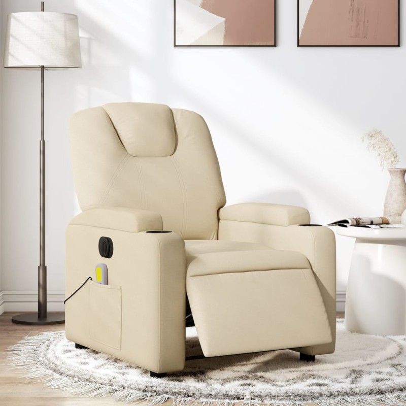 vidaXL Massagesessel Elektrisch Creme Stoff vidaXL Massagesessel Elektrisch Creme Stoff