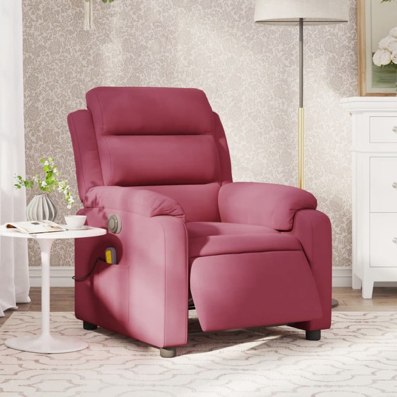 vidaXL Massagesessel Elektrisch Weinrot Samt vidaXL Massagesessel Elektrisch Weinrot Samt