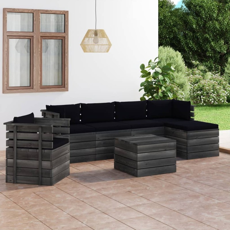 vidaXL 7-tlg. Garten-Sofagarnitur aus Paletten mit Kissen Kiefernholz vidaXL 7-tlg. Garten-Sofagarnitur aus Paletten mit Kissen Kiefernholz