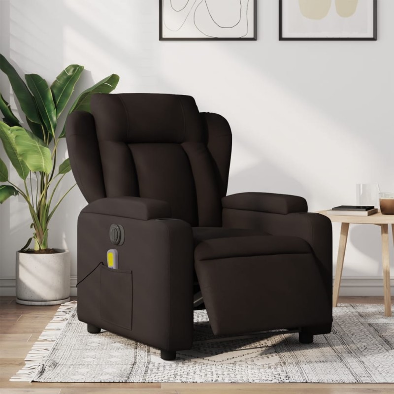 vidaXL Massagesessel Elektrisch Dunkelbraun Stoff vidaXL Massagesessel Elektrisch Dunkelbraun Stoff